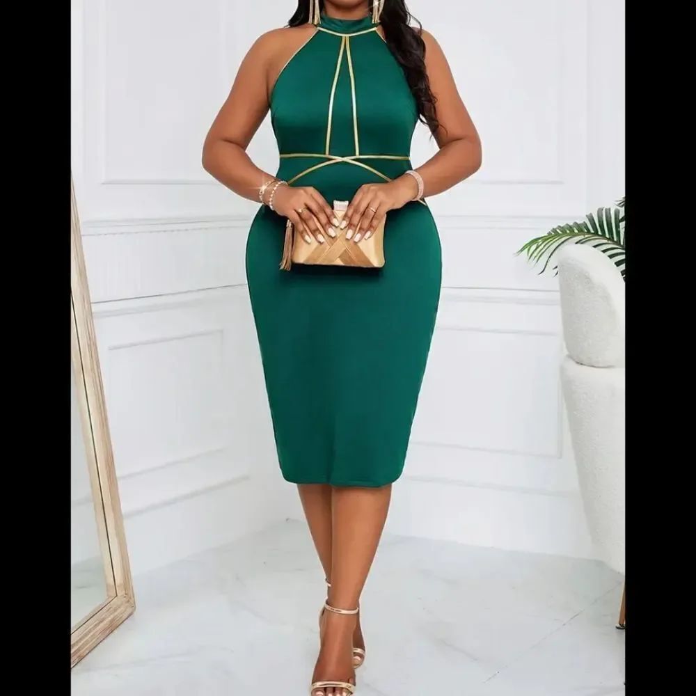 🆕👗High Neck Body Con Dress, XXL